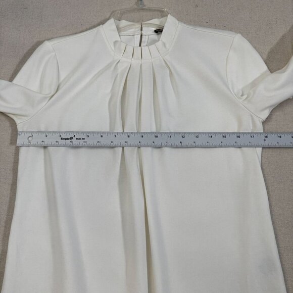 J.McLaughlin White Pleated Front Long Sleeve Tunic Baby Doll Top Blouse S - Picture 5 of 8